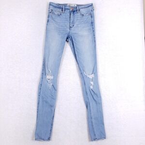 Abercrombie & Fitch Super Skinny Jeans 6L High Rise Distressed Light Wash Denim